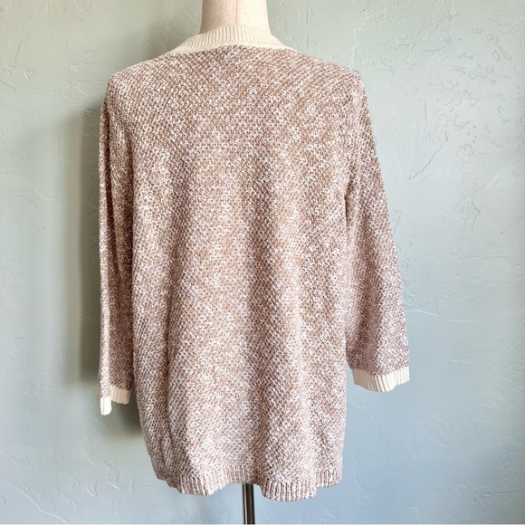 J. Jill Women’s Luxe Contrast Trimmed Knit Sweater Jacket Beige Cream Large EUC - Picture 6 of 8